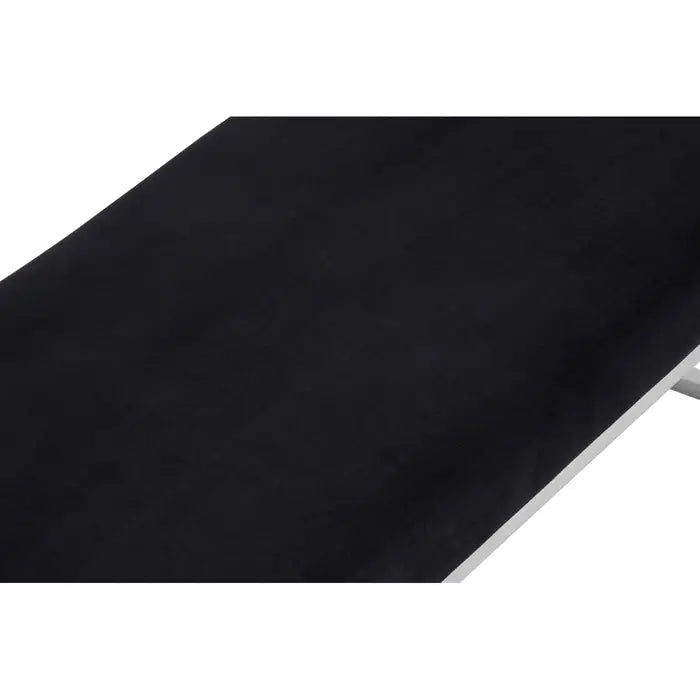 Hampton Indoor Bench, Black Velvet, Silver Cross Metal Frame