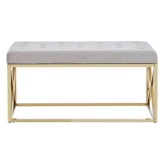 Allure Mink Velvet Gold Finish Bench