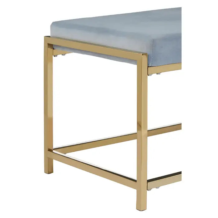 Albion Indoor Bench, Powder Blue velvet, Gold Metal Frame