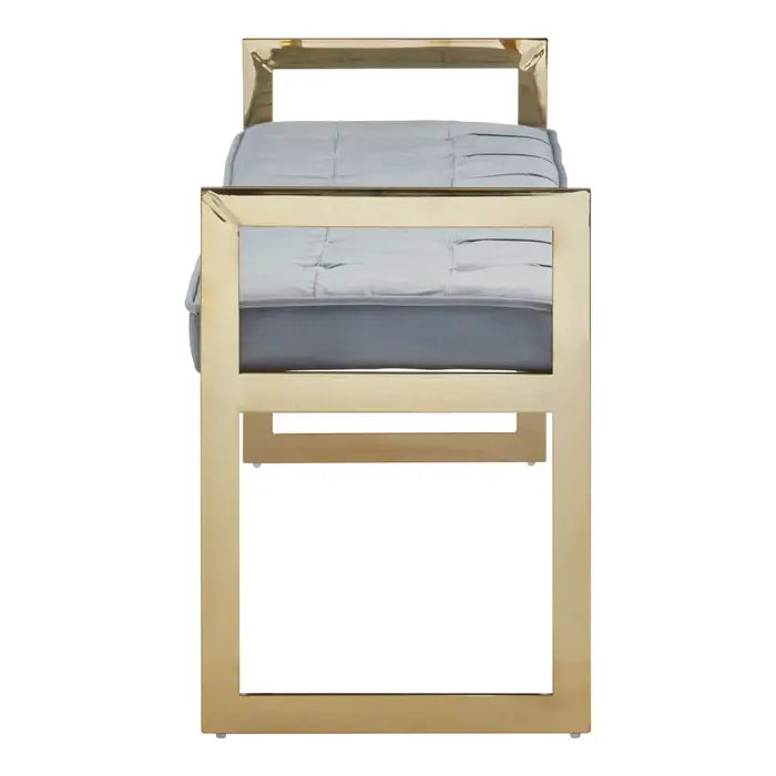 Allure Powder Blue And Gold Tufted Bench