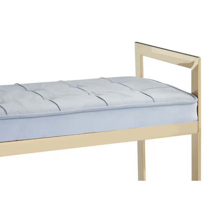 Allure Powder Blue And Gold Tufted Bench