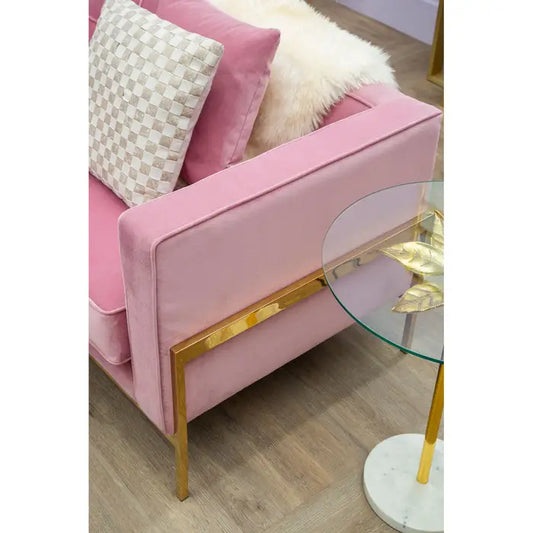 Refined Gold Glass-Top Side Table – Elegant Aluminium & Marble Base - 