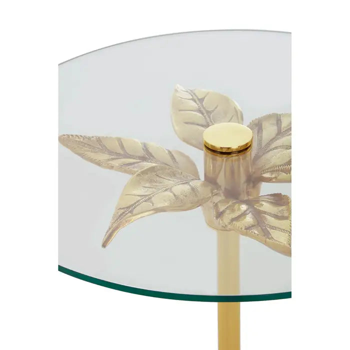 Refined Gold Glass-Top Side Table – Elegant Aluminium & Marble Base