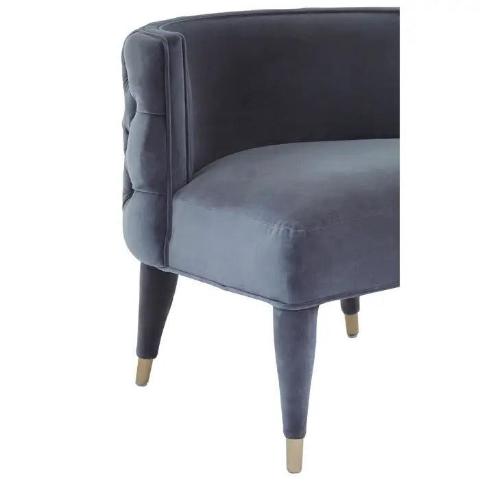 Sophisticated Grey Velvet Accent Chair – Modern Tufted Back with Gold Tipped Legs