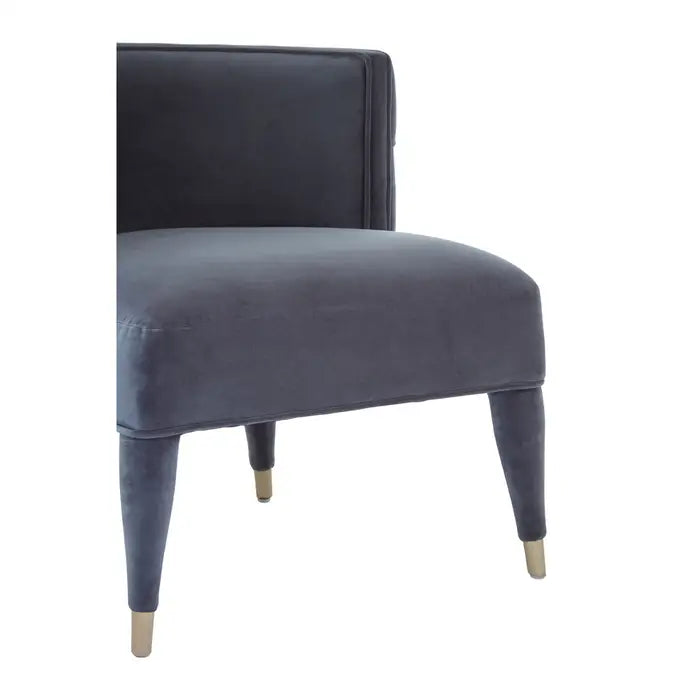 Sophisticated Grey Velvet Accent Chair – Modern Tufted Back with Gold Tipped Legs