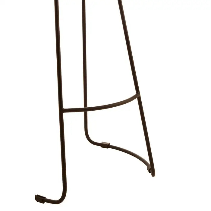 Elegant Brown Leather Bar Stool – Black Iron Frame & Contemporary Design