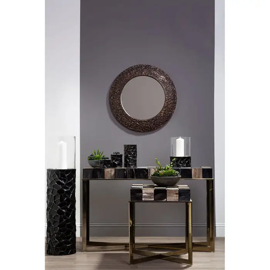 Rustic Copper Round Mirror – Textured Aluminium Frame & Unique Design  