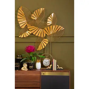 Zania Warm Gold Finish Leaf Art