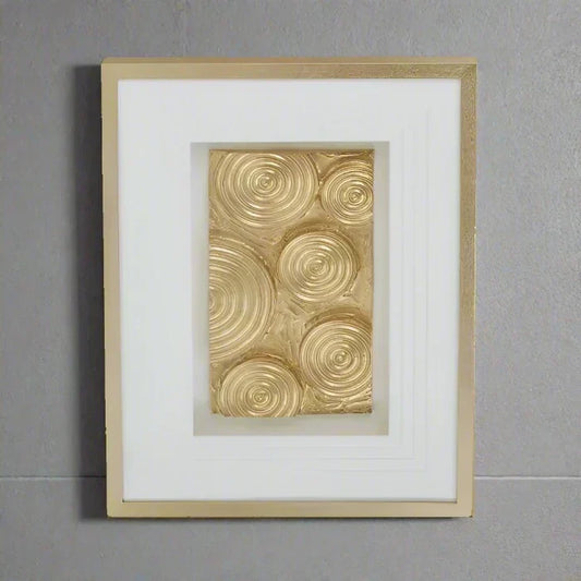 Sophisticated Golden Swirl Wall Art – Cream Frame & Glass Finish  