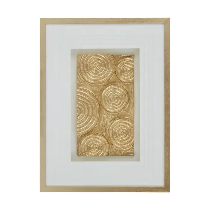 Sophisticated Golden Swirl Wall Art – Cream Frame & Glass Finish  