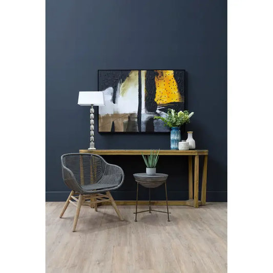 Modern Black Canvas Wall Art – Abstract Yellow Design & Assembled Finish  
