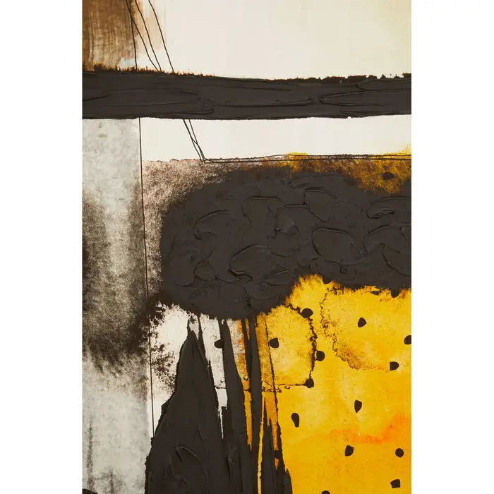 Modern Black Canvas Wall Art – Abstract Yellow Design & Assembled Finish