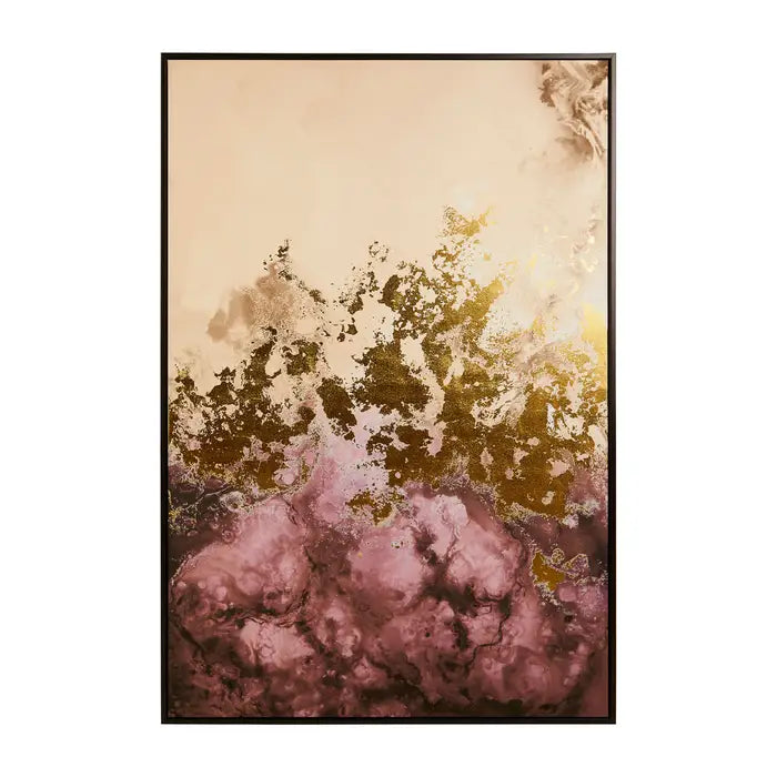 Elegant Cream & Gold Floral Abstract Wall Art – Wooden Frame