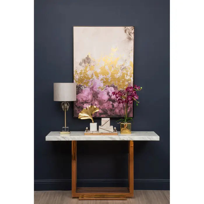 Elegant Cream & Gold Floral Abstract Wall Art – Wooden Frame  