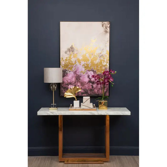Elegant Cream & Gold Floral Abstract Wall Art – Wooden Frame  