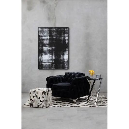 Bold Abstract Black & White Wall Art – Canvas with Textured Design  