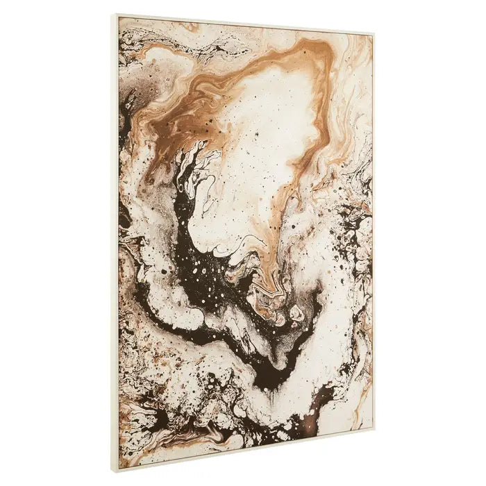 Elegant Natural Marble-Effect Abstract Wall Art – Pinewood Frame & Textured Finish