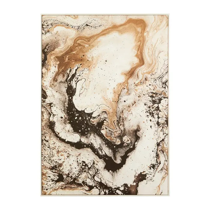Elegant Natural Marble-Effect Abstract Wall Art – Pinewood Frame & Textured Finish