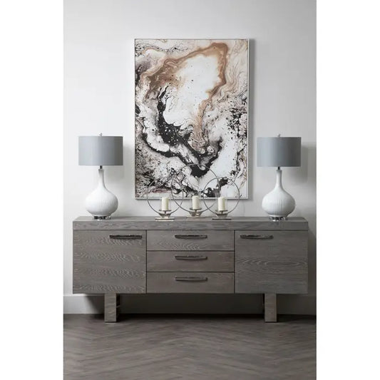 Elegant Natural MarbleEffect Abstract Wall Art – Pinewood Frame & Textured Finish  