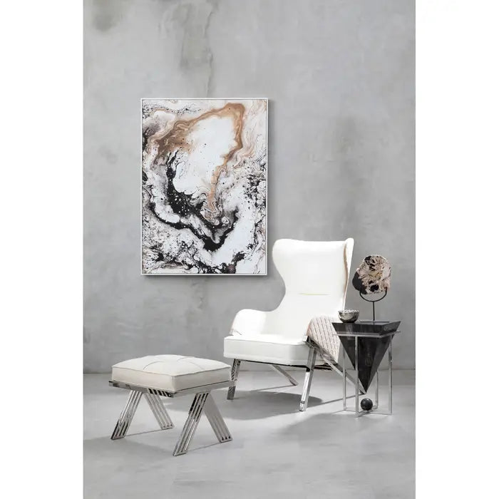 Elegant Natural MarbleEffect Abstract Wall Art – Pinewood Frame & Textured Finish  