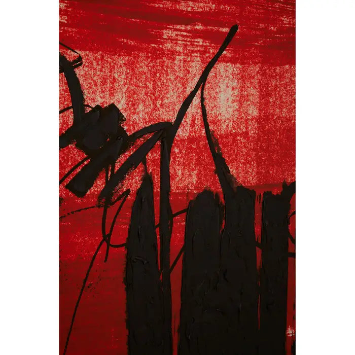 Vibrant Abstract Red & Black Wall Art – Wooden Frame