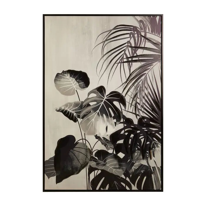Modern Black Wooden Wall Art – Botanical Design & Assembled Finish  