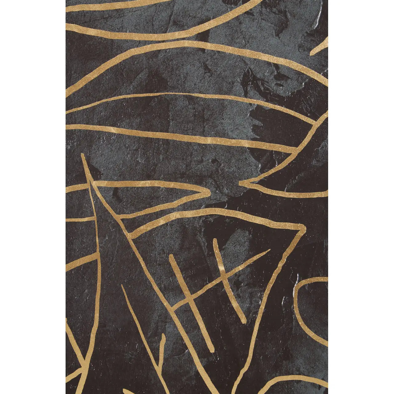 Modern Black & Gold Leaf Wall Art – Wooden Frame