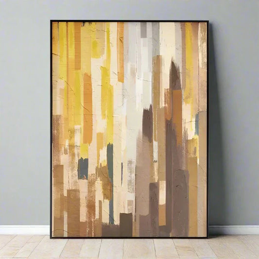 Contemporary Yellow Abstract Wall Art – Wooden Frame & Textured Finish  