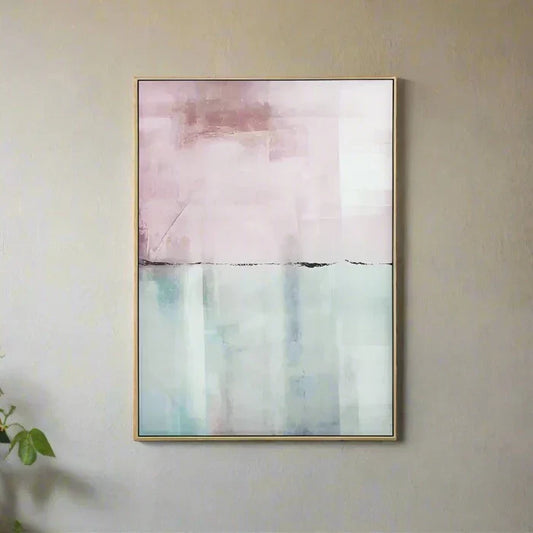 Minimalist Natural Abstract Wall Art – Pastel Tones & Iron Frame  