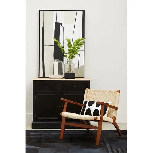 Modern Geometric Canvas Wall Art Set – Black, Grey & Cream Abstract Design  