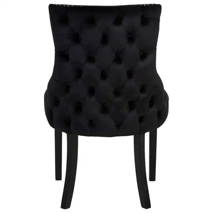 Sophisticated Black Velvet Wingback Chairs – Nailhead Trim & Wood Frame
