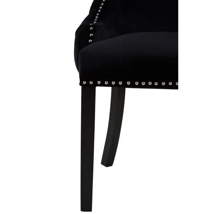 Sophisticated Black Velvet Wingback Chairs – Nailhead Trim & Wood Frame