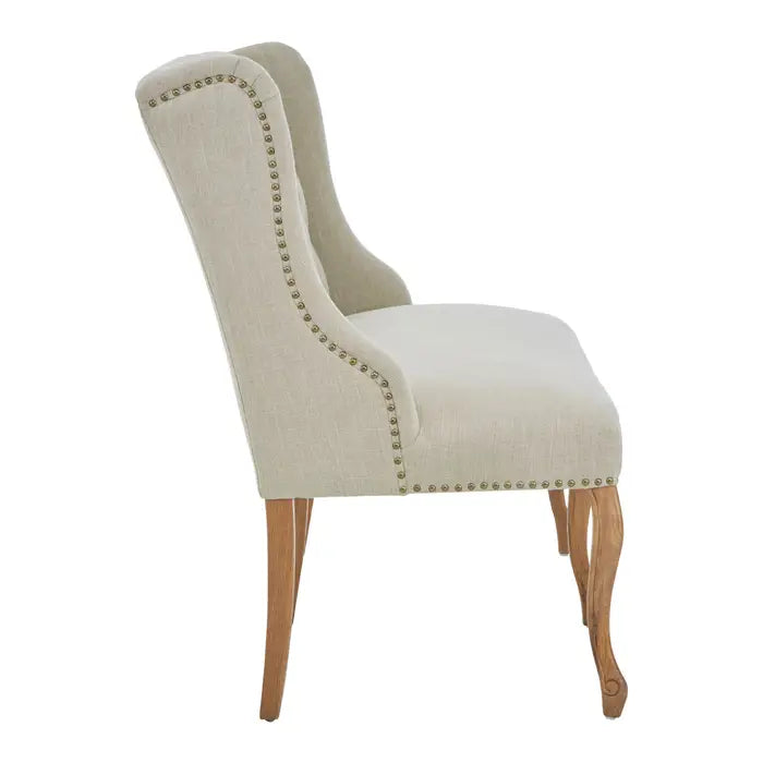 Dunbar Indoor Bench, Natural Linen Fabric, Natural Wood Legs