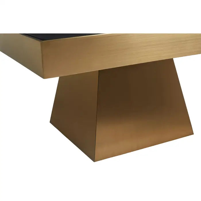 Sleek Steel Coffee Table – Black Glass Top & Modern Geometric Base