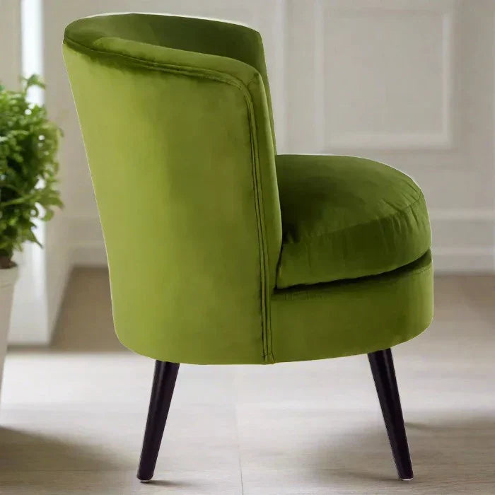 Marston Accent Tub Chair, Green Velvet, Black Wood Legs