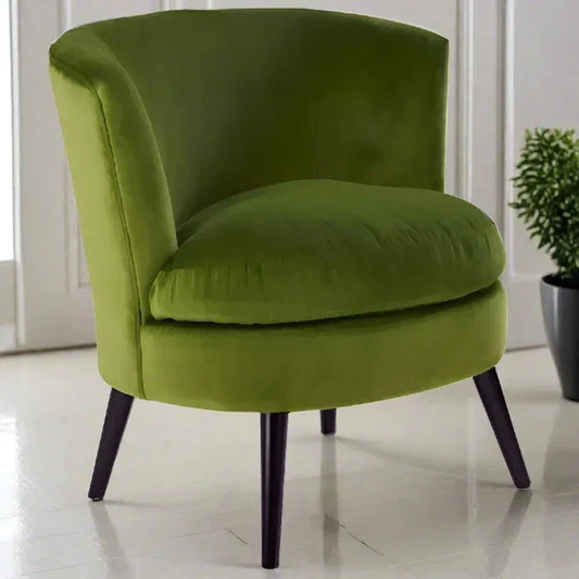 Elegant Green Velvet Accent Chair – Upholstered Seat & Black Metal Legs  