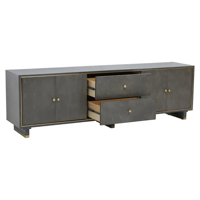 Deskey Grey Oak Veneer Frame Media Unit