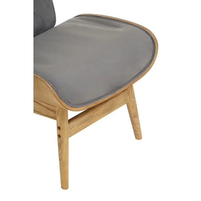 Elegant Grey Velvet High Back Lounge Chair – Tufted Upholstery & Wooden Frame