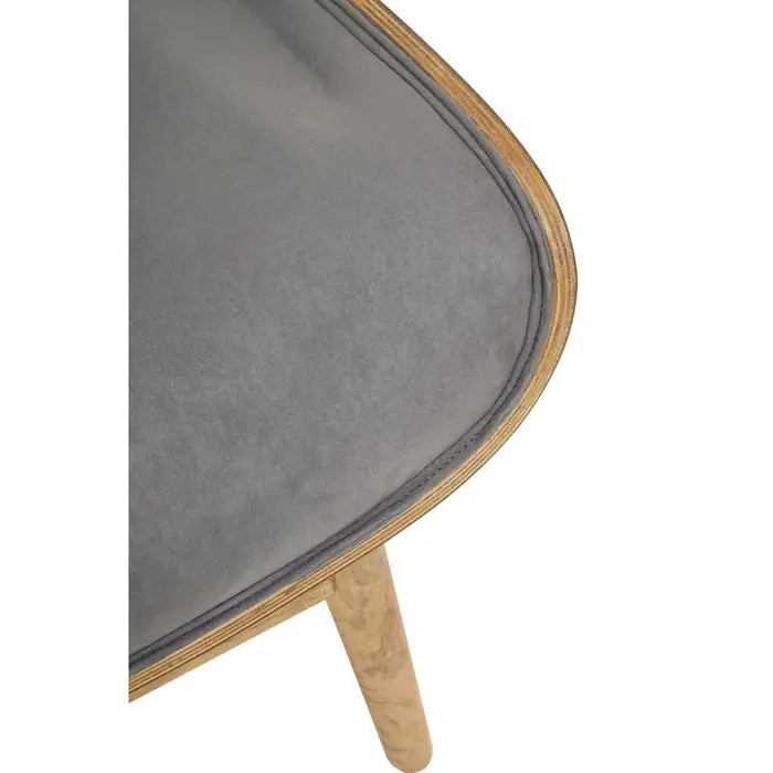 Elegant Grey Velvet High Back Lounge Chair – Tufted Upholstery & Wooden Frame