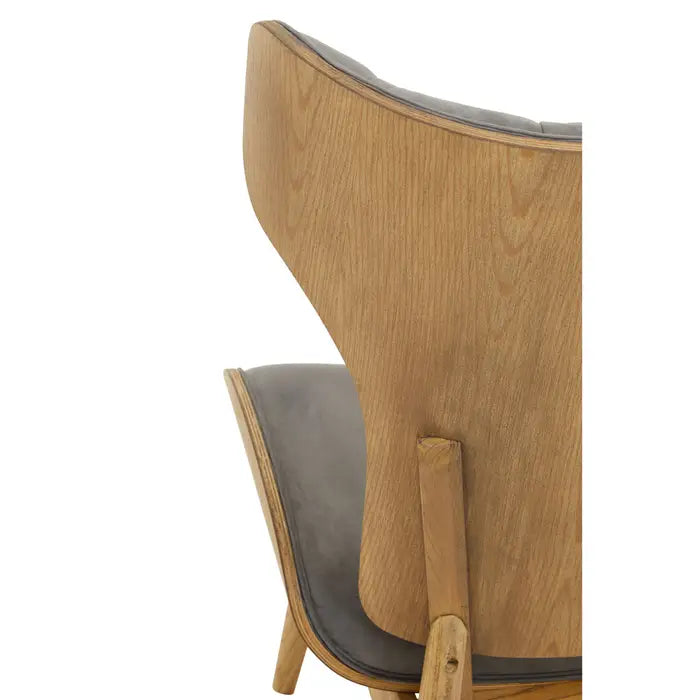 Elegant Grey Velvet High Back Lounge Chair – Tufted Upholstery & Wooden Frame