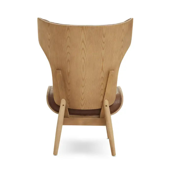 Elegant Brown Velvet High-Back Lounge Chair – Tufted Upholstery & Wooden Frame