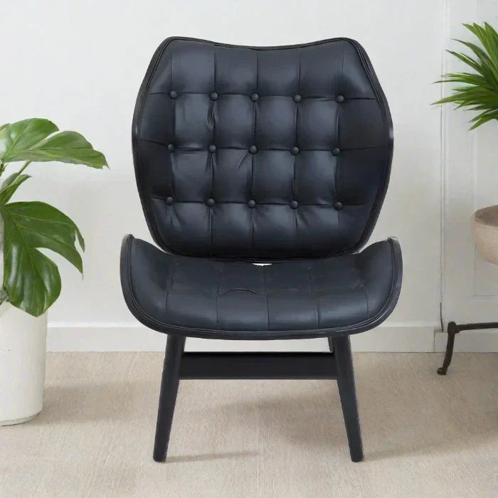 Modern Black Velvet Lounge Chair – Tufted Upholstery & Metal Frame  