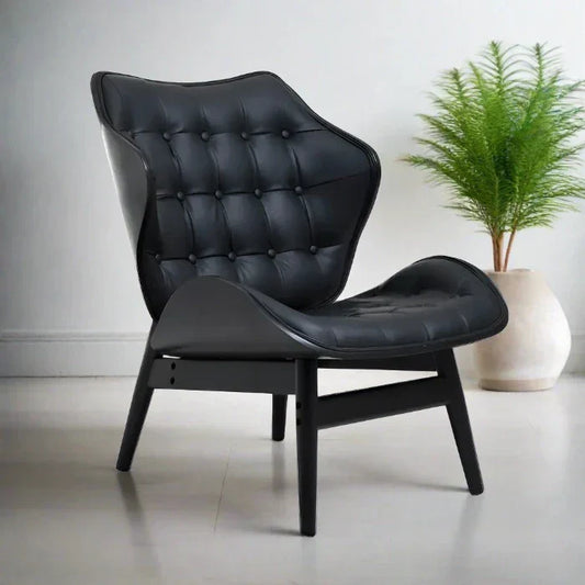 Modern Black Velvet Lounge Chair – Tufted Upholstery & Metal Frame  