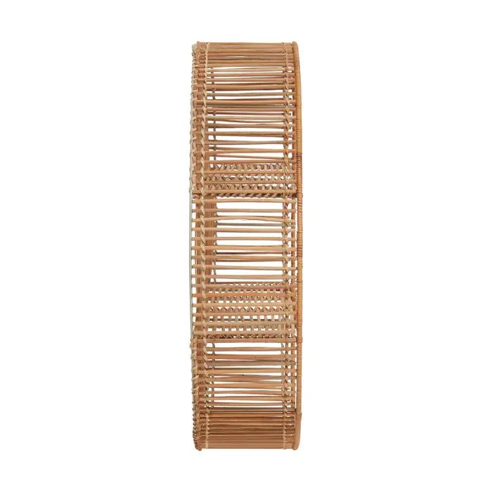 Charming Natural Round Wall Shelf – Rattan Detailing & Sturdy Metal Frame