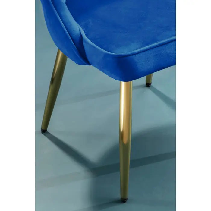 Elegant Blue Velvet Dining Chair – Gold Metal Legs & Contemporary Design