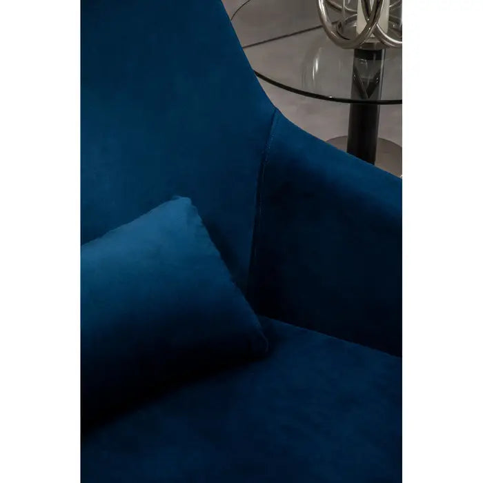 Modern Navy Blue Swivel Lounge Chair – Stainless Steel Base & Padded Design