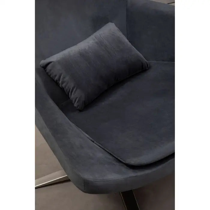 Modern Grey Swivel Lounge Chair – Stainless Steel Base & Padded Design