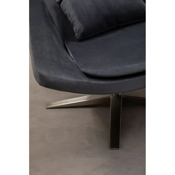 Modern Grey Swivel Lounge Chair – Stainless Steel Base & Padded Design