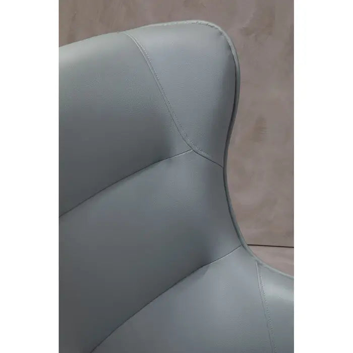 Modern Grey Faux Leather Accent Chair & Ottoman – Black Metal Legs