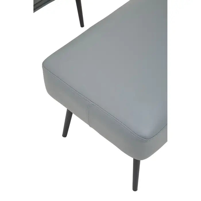Modern Grey Faux Leather Accent Chair & Ottoman – Black Metal Legs